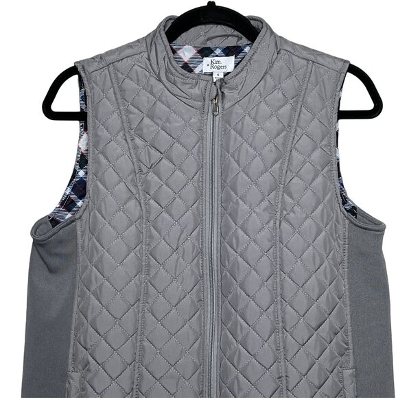Kim Rogers Vest Womens Small Jacket Sleeveless Quilted Full Zip Fall Coat Gray - Picture 2 of 12